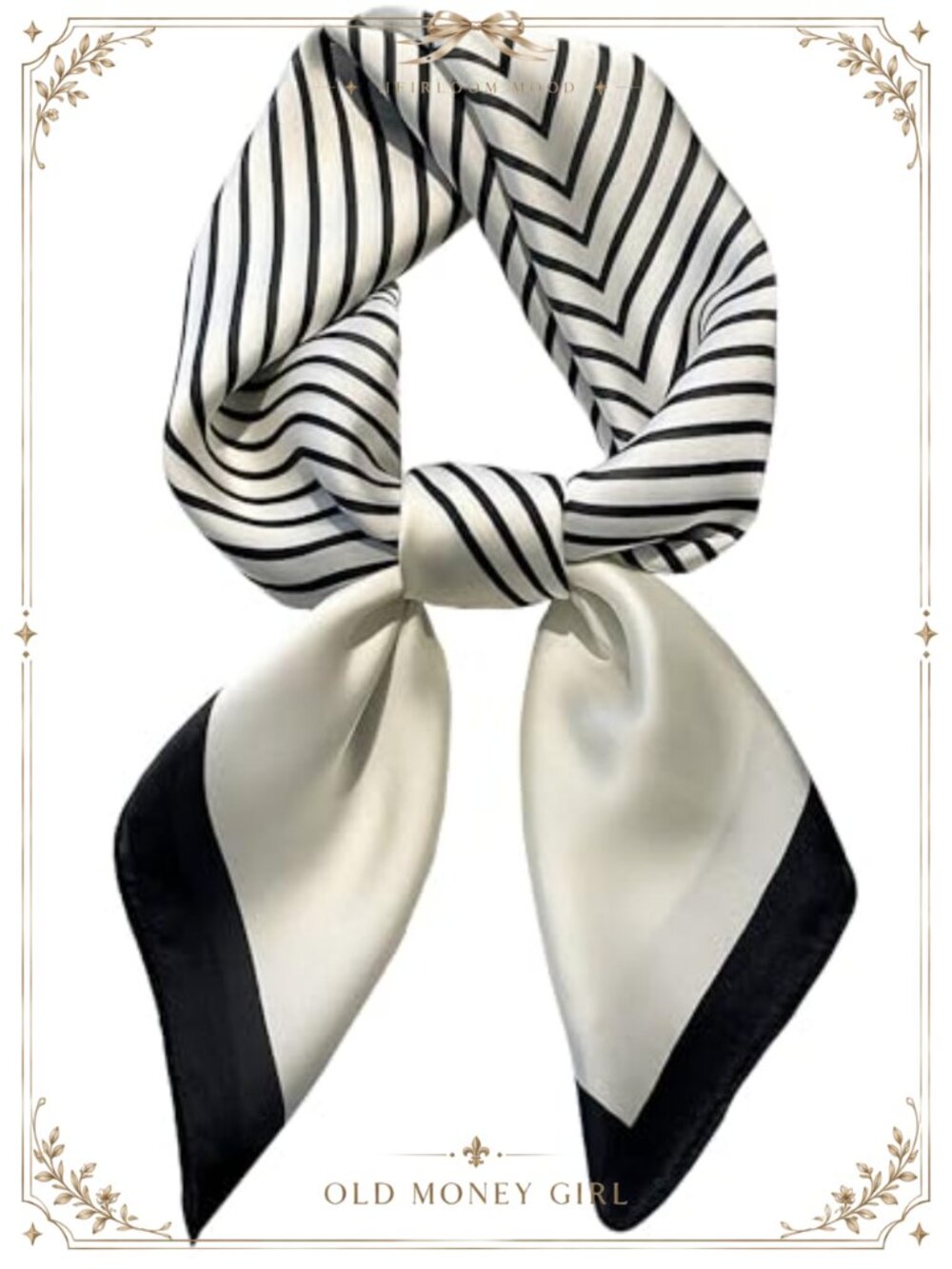 Silk Feeling Striped Scarf Lightweight Hair Neck Headband Wrap for Women